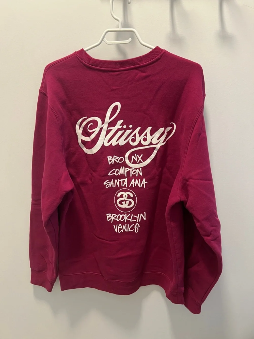 Stussy Men's Crewneck Sweatshirt - Burgundy with White Logo - Picture 5 of 5